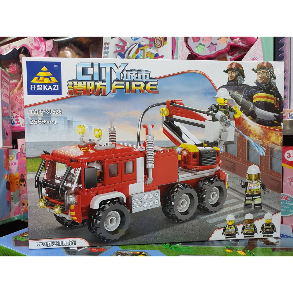 Hộp lê gô lắp ghép mô hình xe ô tô cứu hỏa CITY FIRE KY80526