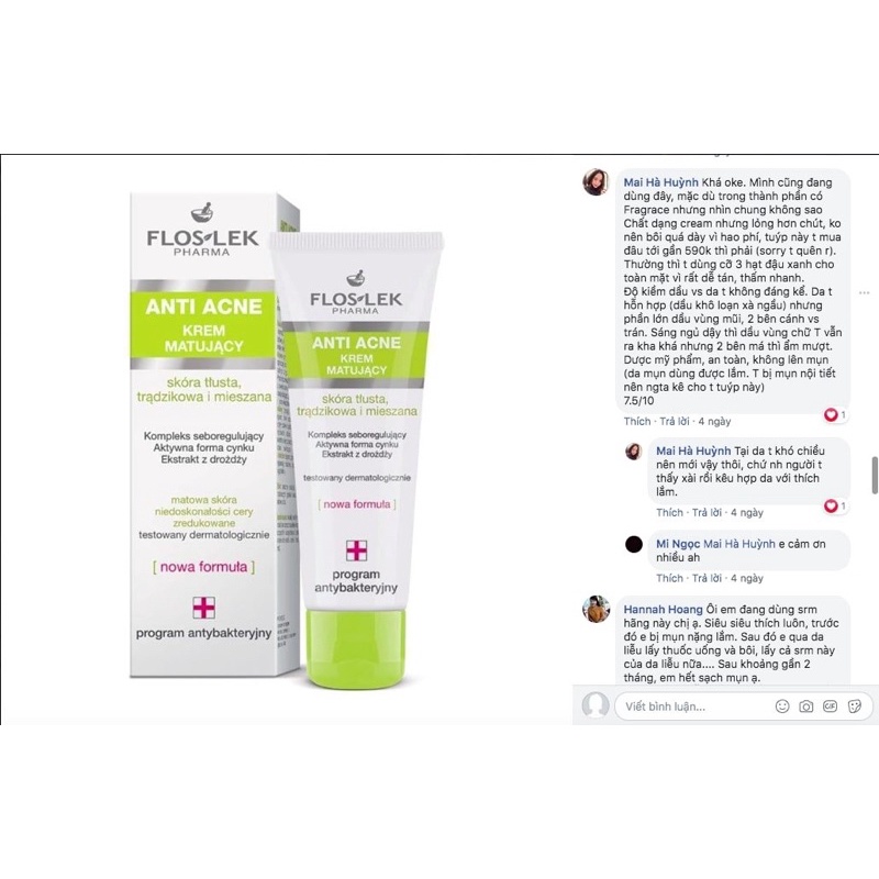 Kem Dưỡng Kiềm Dầu Floslek Anti Ance Mattifying cho da dầu mụn