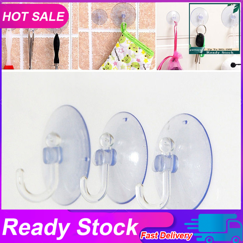 Set 10 Móc Treo Đồ Hít Tường Bằng Nhựa Trong Suốt Tiện Dụng