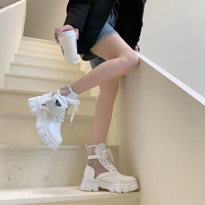 Giày Bốt Martin Đế Dày Phối Lưới Thoáng Khí Size Lớn 35-43 41 Thời Trang Mùa Hè Cho Nữ