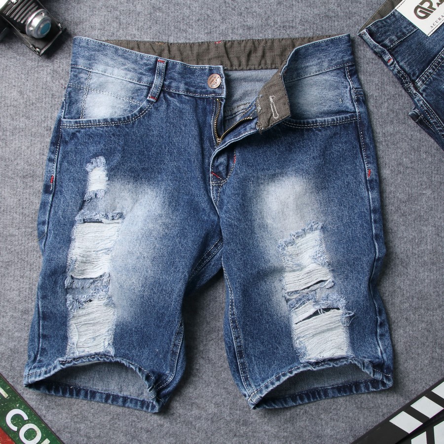 [ Mã FAMANU93 giảm 10% đơn 0đ ] Quần short jean nam đen rách đẹp TS417 Tronshop