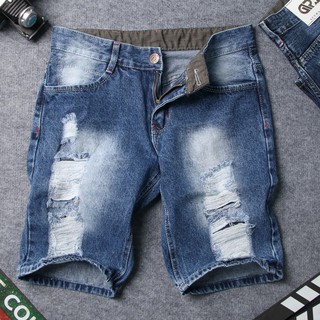 Quần short jean nam xanh đậm rách đẹp TS418 Tronshop