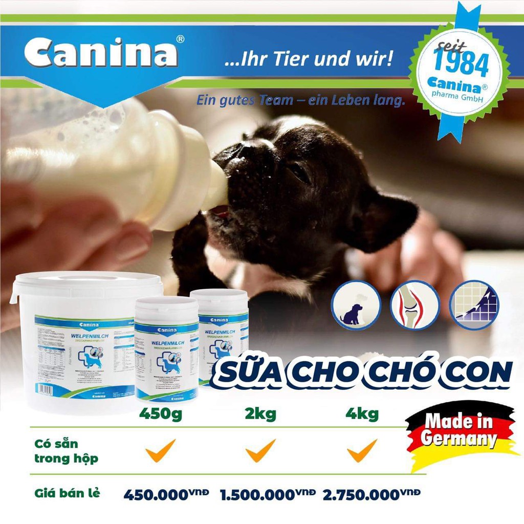 Sữa cho chó con thay thế sữa chó mẹ Canina Welpenmilch - Chính Hãng - Nhập Khẩu Đức