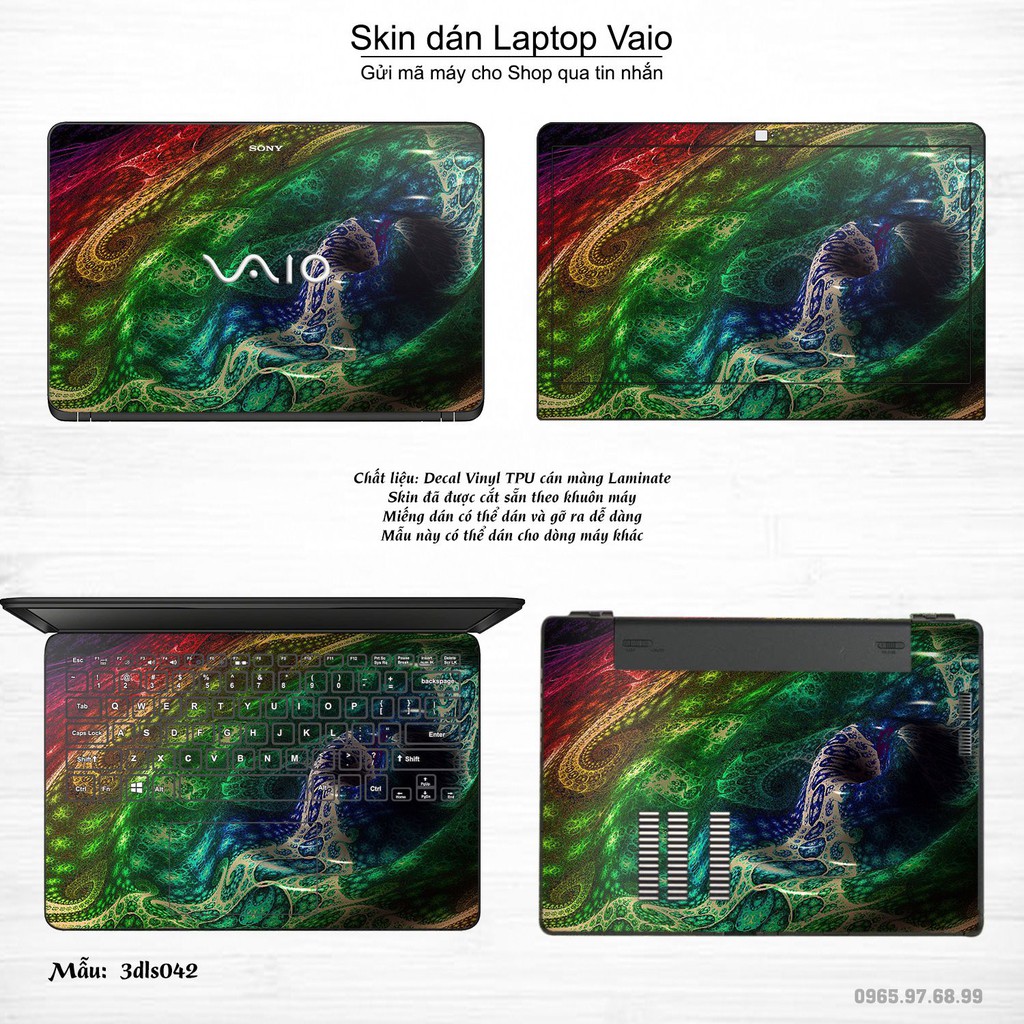 Skin dán Laptop Sony Vaio in hình 3D họa tiết (inbox mã máy cho Shop)