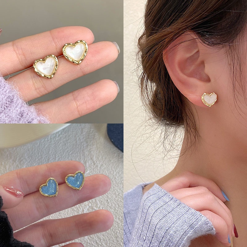 Khuyên tai iF YOU kiểu trái tim đính ngọc trai thời trang thanh lịch