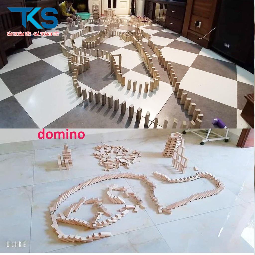 bộ rút gỗ đồ chơi xếp hình domino montessori rèn luyện trí thông minh tránh xa điện thoại (54 thanh cỡ lớn)