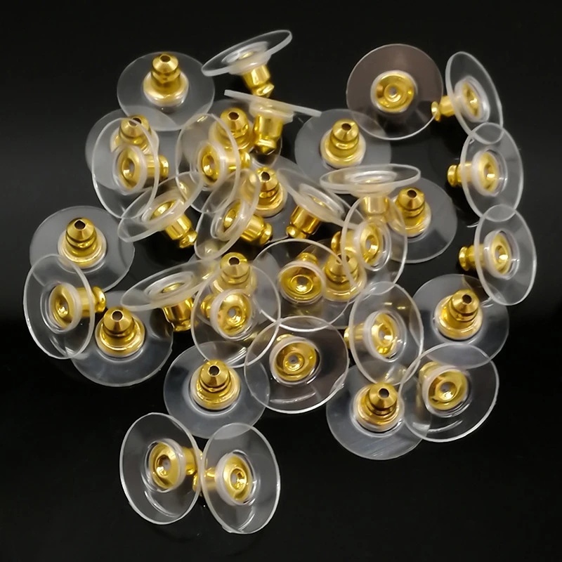 Set 100 nút silicone tròn gắn đuôi bông tai DIY
