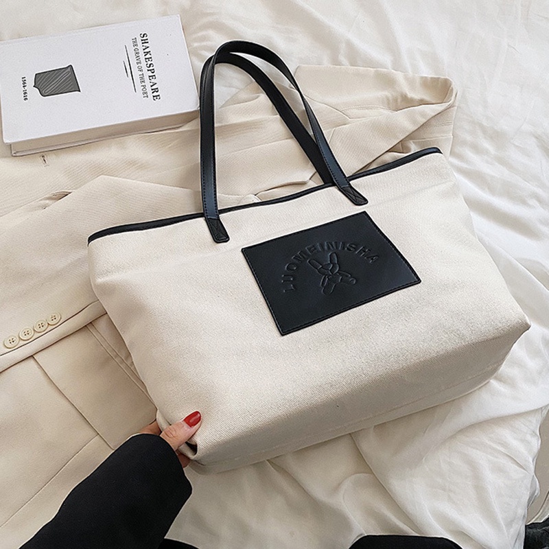 Túi Đeo Vai Bằng Vải canvas Kích Thước Lớn Phong Cách Hàn Quốc Dành Cho Nữ