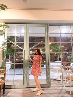 Đầm caro cổ vest