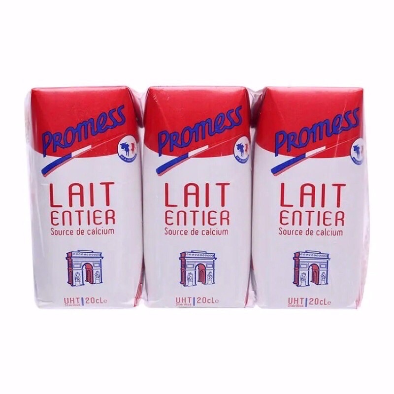 Thùng sữa tươi Promess 200ml - Pháp - Nguyên kem, tách kem, vị Dâu, Vị Socola, Vị CHuối, Vị Vani đủ hàng