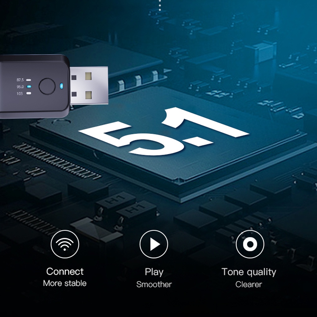 Car USB Transmitter Bluetooth-compatible V5 1 Audio Adapter Travel Button Control Transmitting Automobile Sound Music