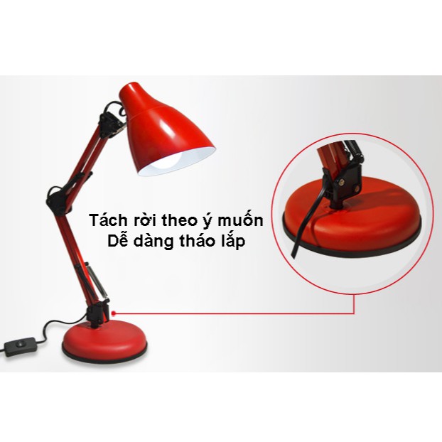Đèn bàn học chống cận bảo vệ mắt tùy chỉnh hướng chiếu sáng, điều chỉnh góc xoay 360˚, đui đèn E27 - Bao gồm bóng led 9W