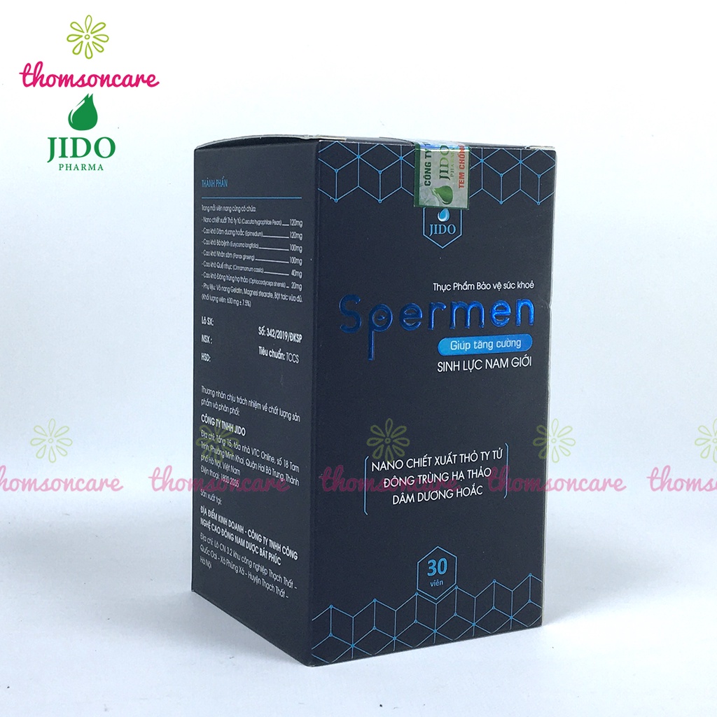 Spermen - Hỗ trợ tăng chất lượng khỏe tinh trùng, tăng cường sinh lý nam từ Đông trùng hạ thảo Hộp 30 viên