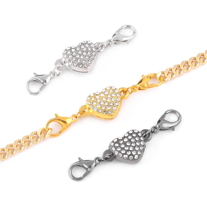 Khóa nối vòng tay / vòng cổ diy từ tính màu vàng/ bạc đính đá