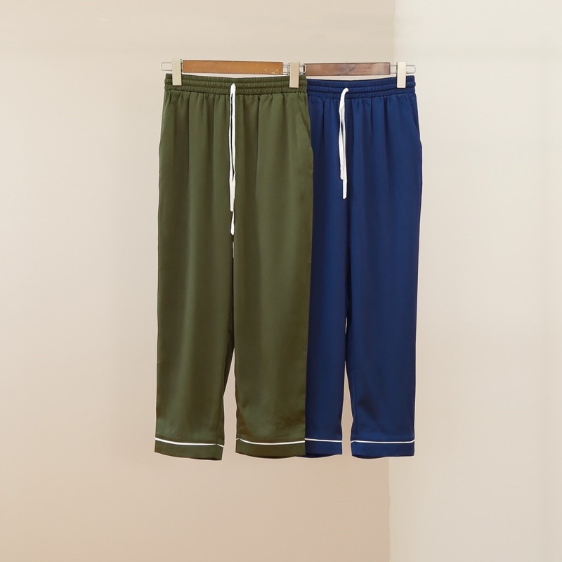 Quần lụa dài pijama mặc nhà MOMOJAMA cạp chun thoải mái