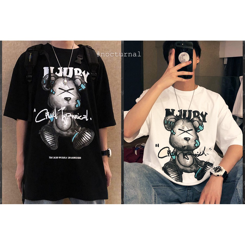 Áo Thun Tay Lỡ Nocturnal Jury Mouse Phông Nam Nữ Cặp Đôi Unisex Phong cách Dạo Phố Sài Gòn Ulzzang 2021 màu Đen & Trắng