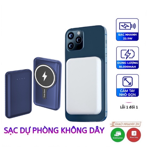 Sạc Dự Phòng Không Dây Từ Tính Hỗ Trợ Sạc Nhanh Pin 10000mah Mini Nhỏ Gọn Cao Cấp Hỗ Trợ Cho Cho Điện Thoại Smartphone