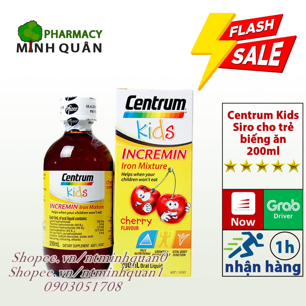 Siro Centrum Kids Incremin Iron Mixture Của Úc 200ml ⚡Chính Hãng⚡ Cho trẻ hết biếng ăn, tăng cân rõ rệt 200ml_MINH QUÂN