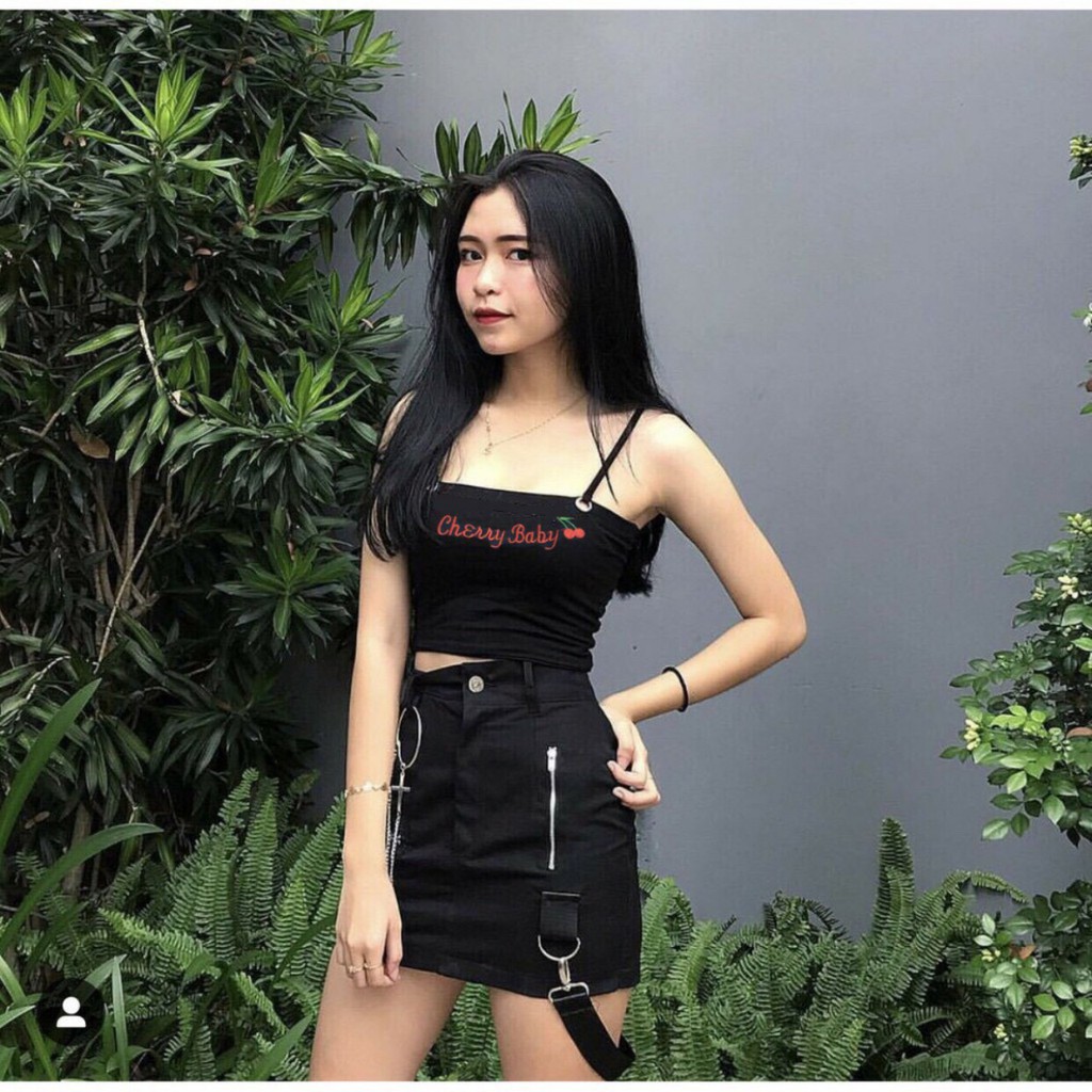 Áo Thun Hai Dây Form Croptop Thêu Chữ CHERRY BABY Có Mút Ngực Quyến Rũ TTS588
