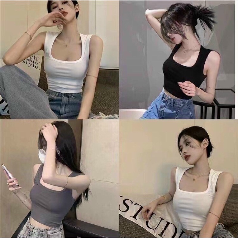 Áo bra đệm cầu vai cổ U siêu đẹp,áo croptop