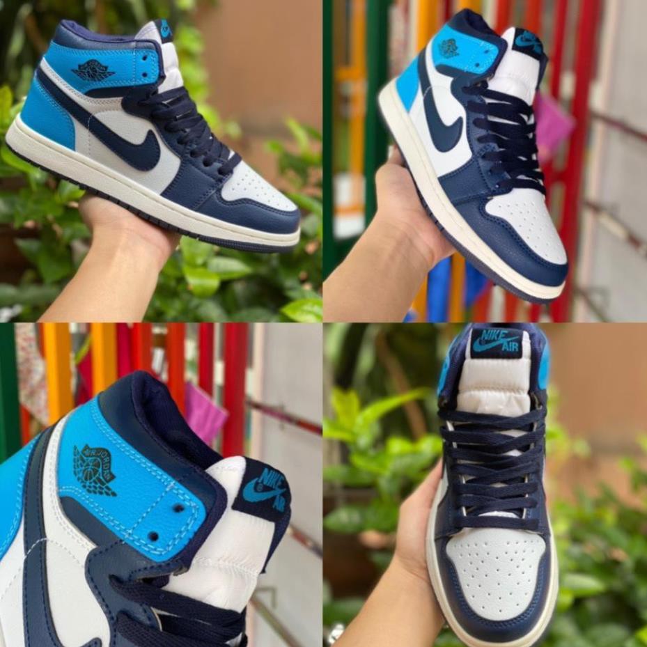 Giày Thể Thao Sneakers AIR JORDAN 1 Retro High Obsidian UNC Xanh Than Gót Xanh Dương Cao Cổ