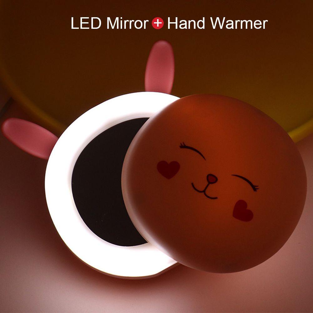 JUNE Gương Trang Điểm Mini Đa Năng Có Đèn LED Tiện Lợi