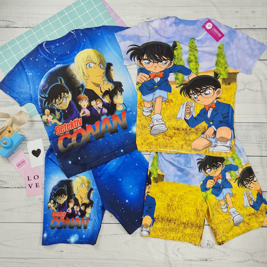 Bộ thun ngắn 3D Conan bé trai