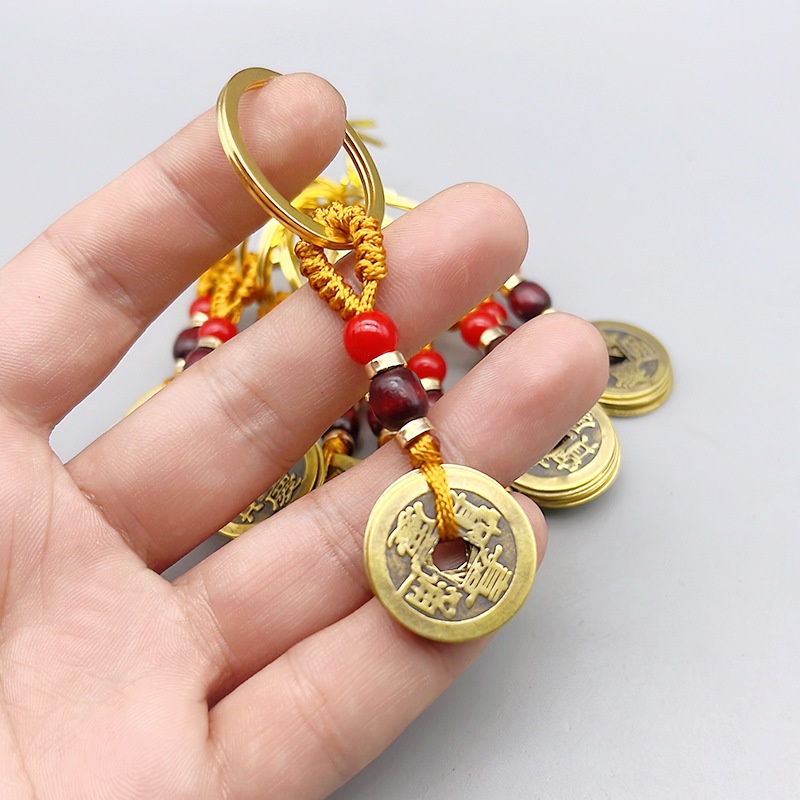 Móc Khóa Trang Trí Dây Treo Bằng Đồng Thau 𝓣𝓲𝓮̂̀𝓷 Ngũ Đế Phong Thủy Tốt Lành