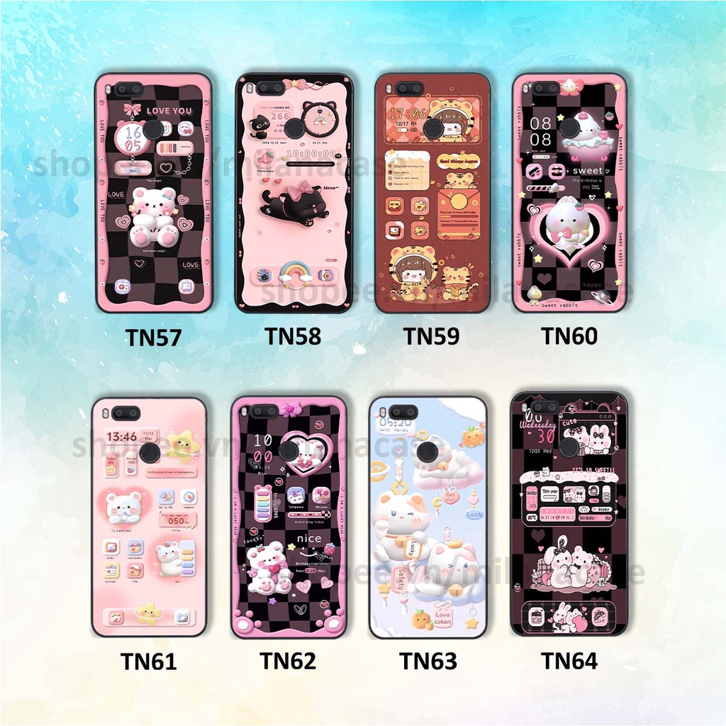 Ốp Xiaomi Mi A1 hình đồng hồ icon gấu mèo cute cực dễ thương ngộ nghĩnh