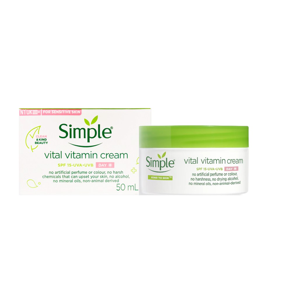 [TOP 1 SHOPEE] Kem dưỡng ngày Simple Kind To Skin Vital Vitamin Day Cream SPF15 50ml (Bill Anh)