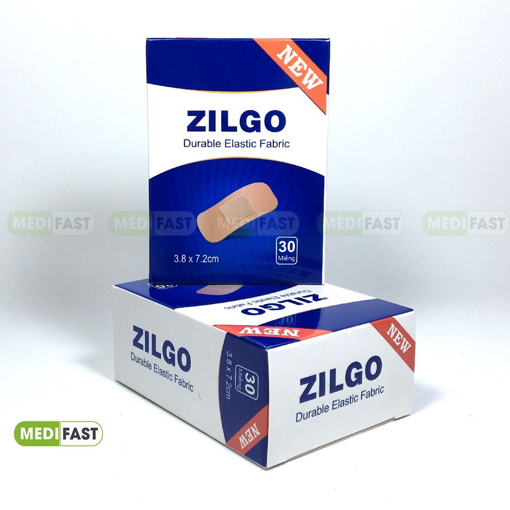 Băng cá nhân y tế Zilgo hộp 30 miếng cỡ to 3.8 x 7.2 cm tránh nhiễm trùng vết thương, rách da do dao kéo, ngã tai nạn