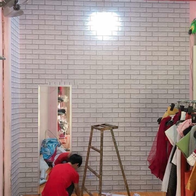 10m Giấy dán tường (decal cuộn) GẠCH TRẮNG có keo sẵn bóc dán đơn giản