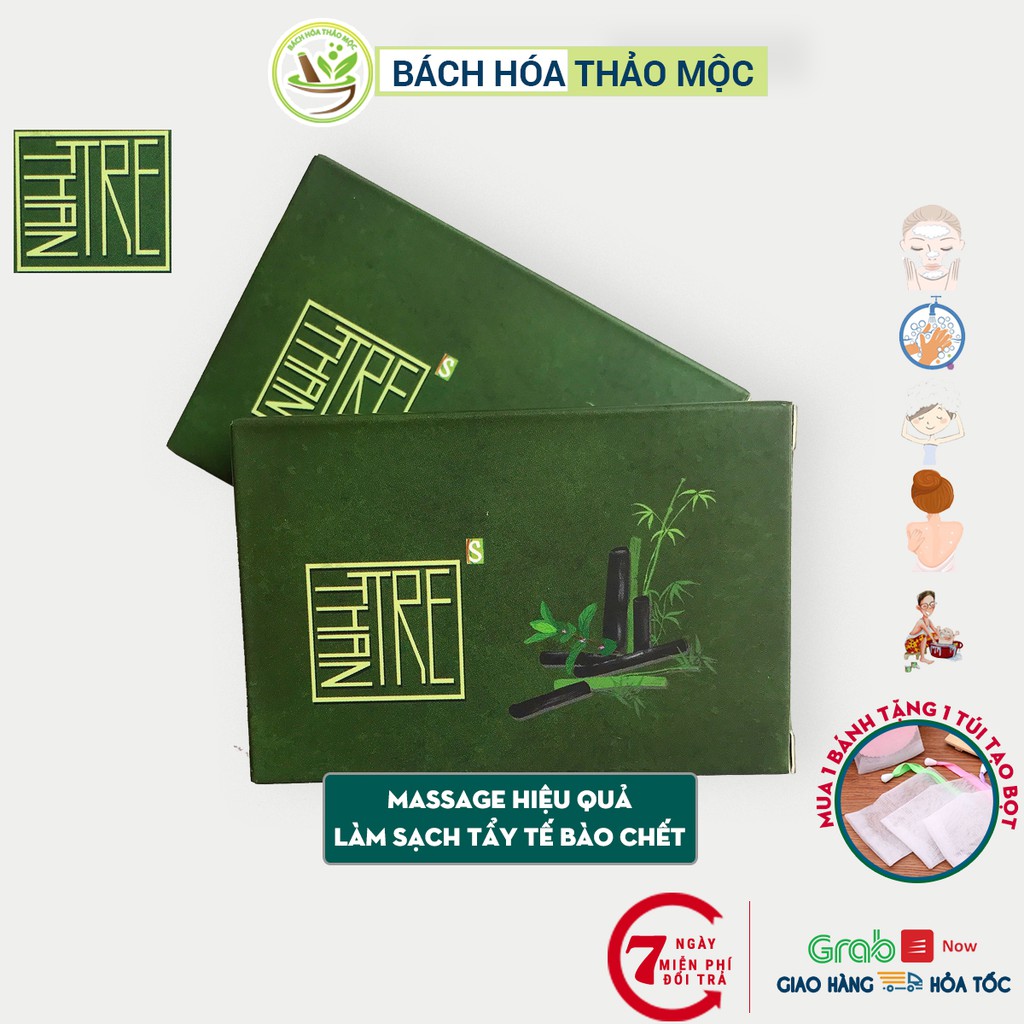 Xà Bông Sinh Dược Than Tre Hương Bạc Hà Handmade 100gram Sạch Da Ngừa Mụn Lưng Hiệu Quả