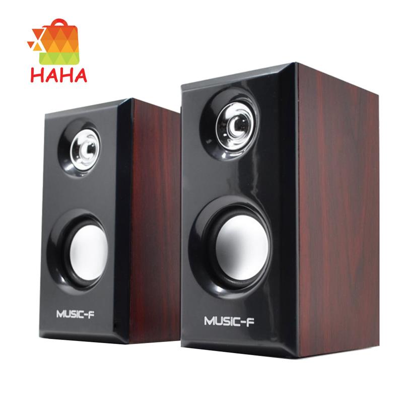 Set 2 Loa Máy Tính Bằng Gỗ Có Dây Âm Thanh Vòm USB Đa Phương Tiện Cho PC/Laptop/Smart Điện Thoại