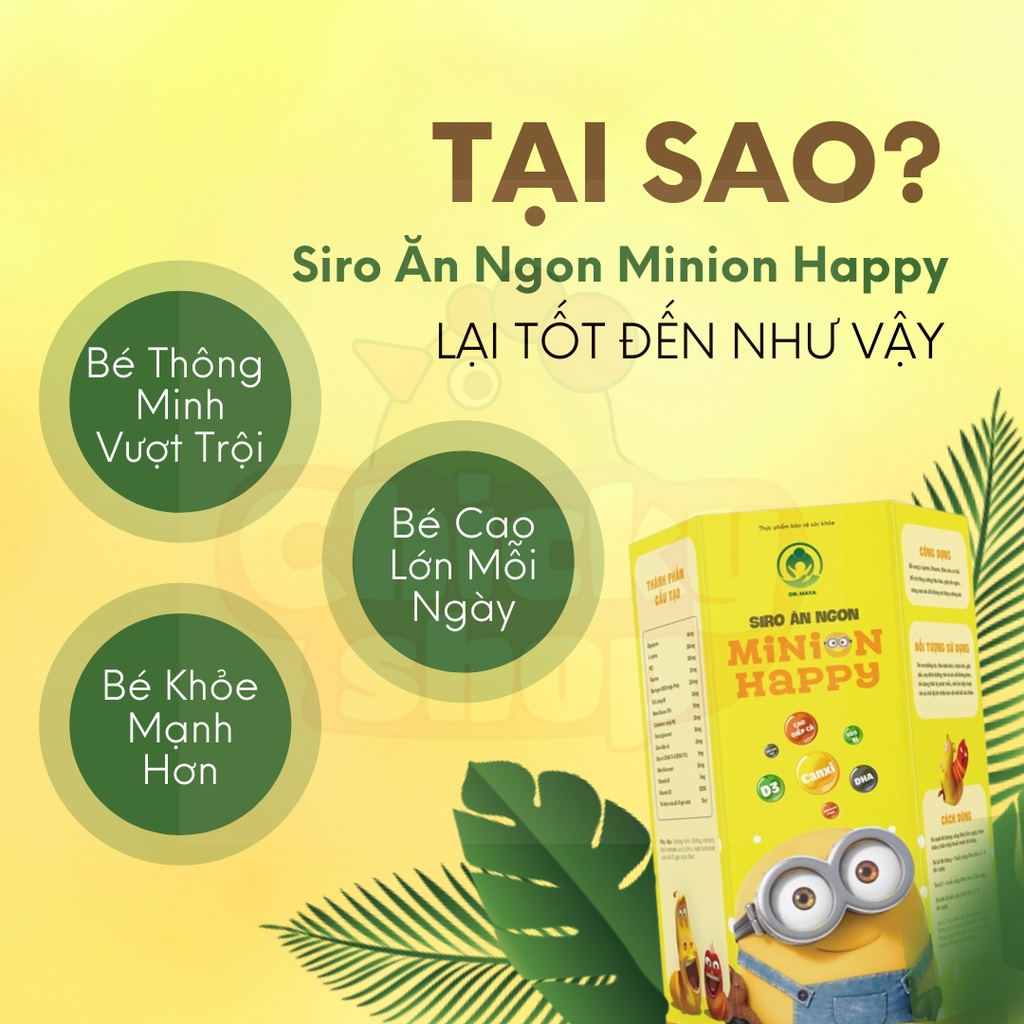 Siro ăn ngon Minion Happy Dr.Maya hỗ trợ cải thiện biếng ăn, giúp bé ăn ngon ngủ ngon