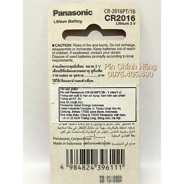 Pin Cao Cấp CR2032 / CR2025 / CR2016 Panasonic Vỉ 1 Viên