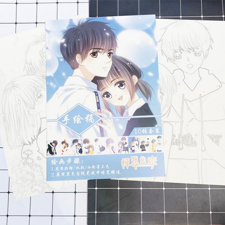 Tranh tô màu Con tim rung động tập bản thảo phác họa