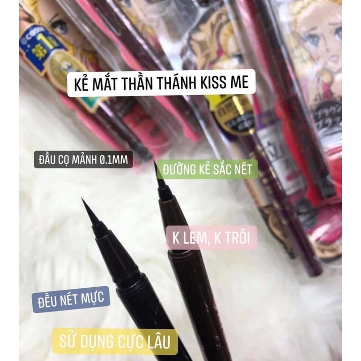 [FREE SHIP] Set Mascara Kẻ Mắt Kiss Me Không Lem Không Trôi