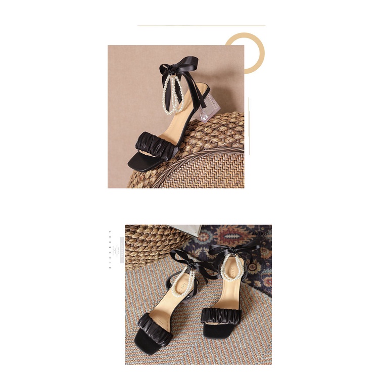 Giày cao gót nữ quai voan nhún 5 phân, giày sandal nữ quai ngọc 5 phân Uyên Oliver Shoes mã CD44