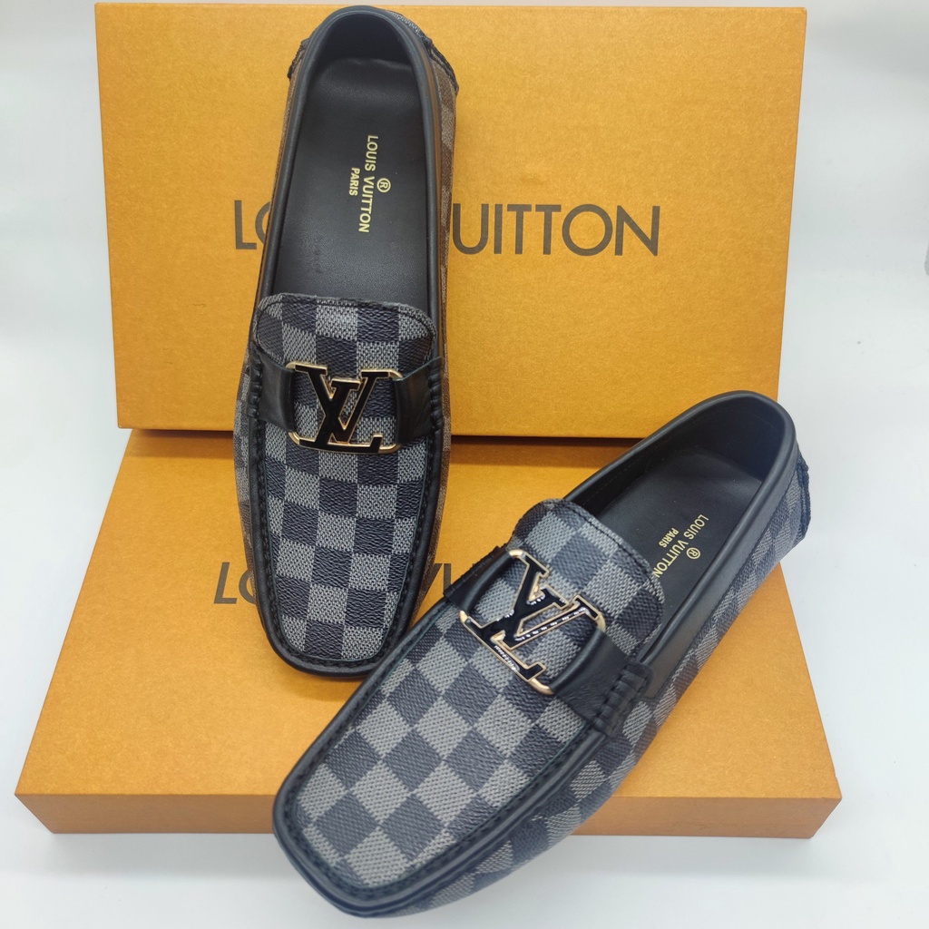 Giày mọi nam LV2021 da nhập cao câp caro