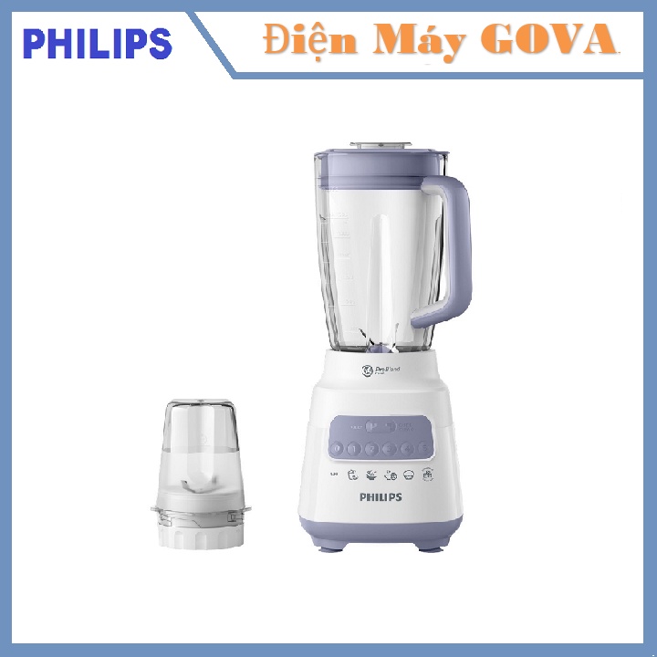 Máy xay sinh tố HR2222, 700 W, cối 2 lít, 5 tốc độ và 1 số nhồi, cối xay khô/ngũ cốc, Hàng phân phối chính hãng