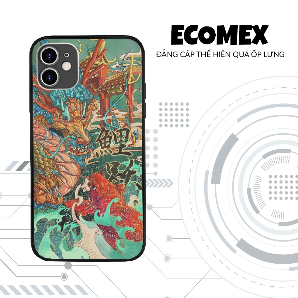 Ốp Lưng Ip hình Cá Chép Hoá Rồng Thanh Long Uốn Lượn ECOMEX cho Iphone 13 14 7 8 Plus 11 12 Pro Max X Xr MYS20220035