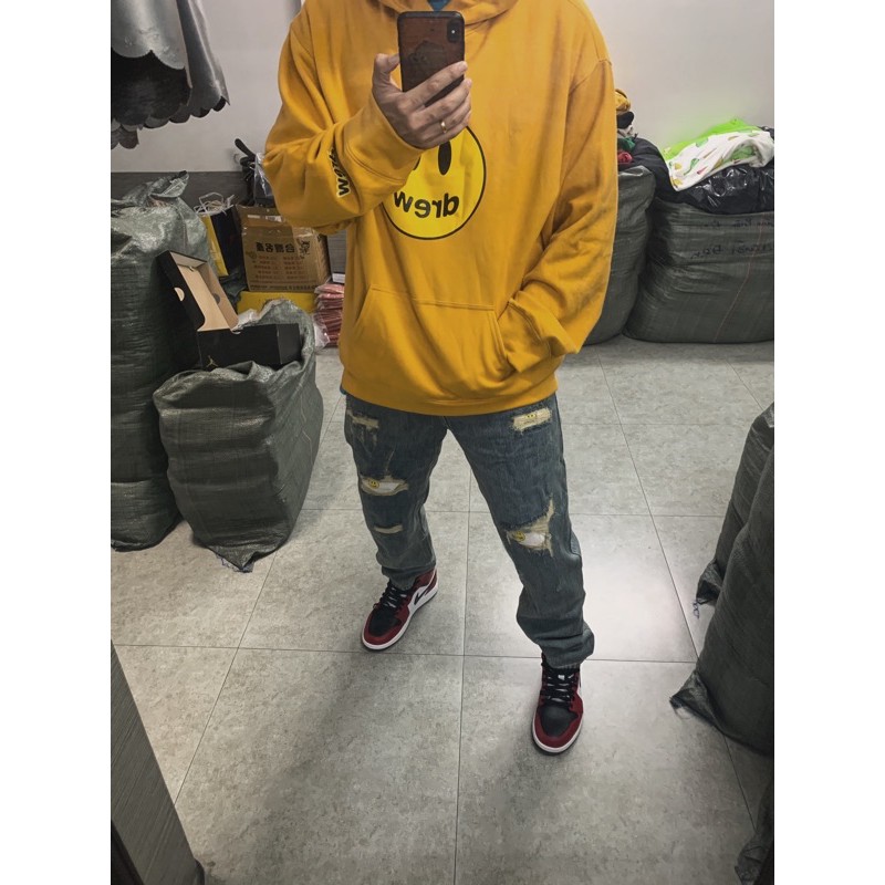 Quần jeans dài form xuông Drew house đầy đủ tem mạc và túi zip