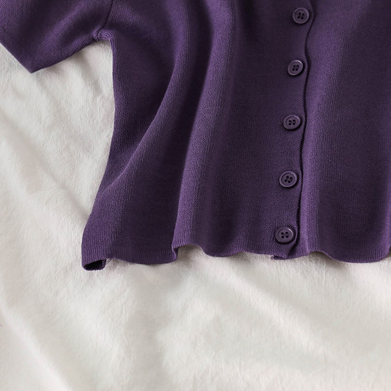 NUZIRO  Áo Khoác Nhẹ Dáng Ngắn Dệt Kim Tay Ngắn Dễ Phối Đồ