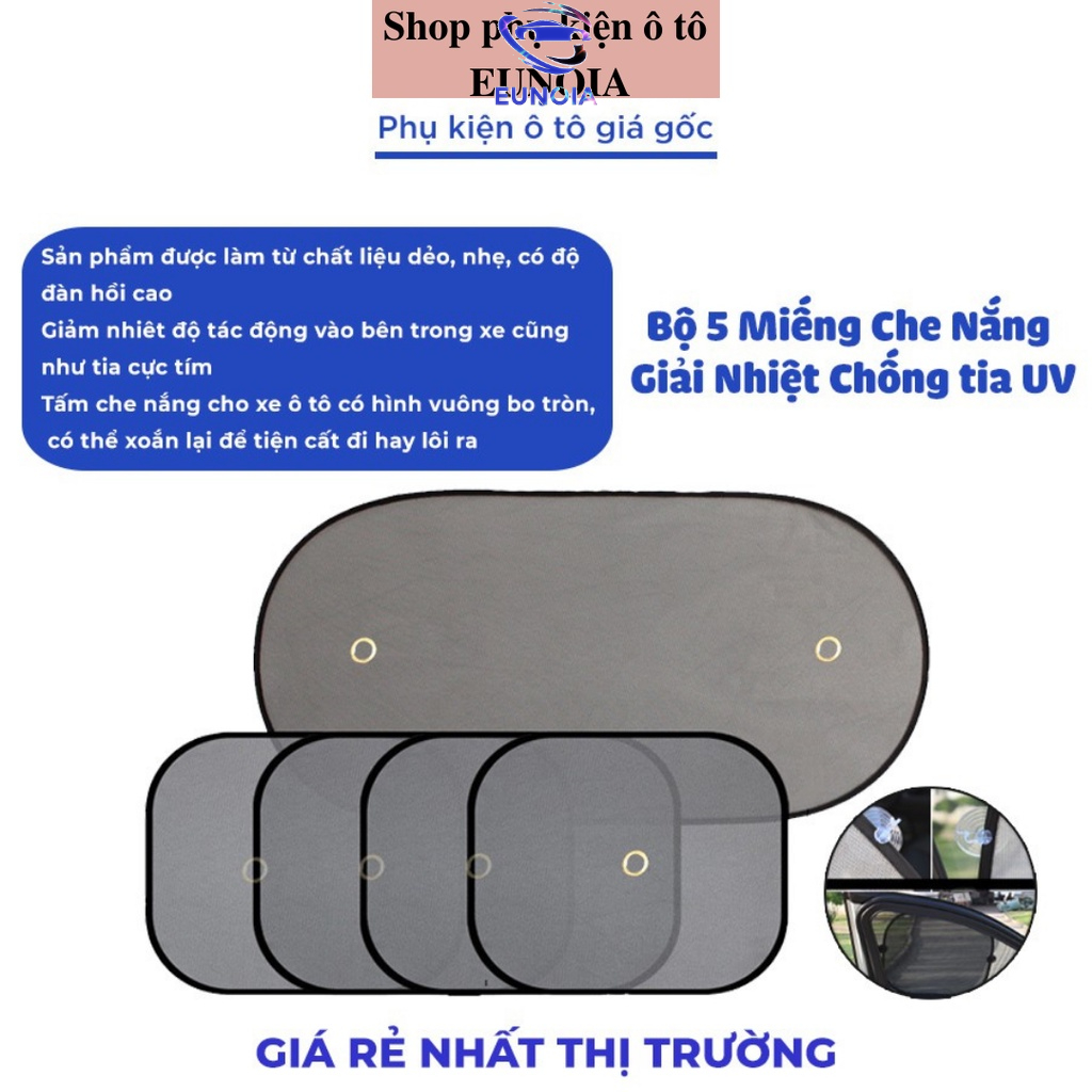 Bộ 5 miếng che nắng ô tô, Bạt chắn nắng o to từ bên trong chống nắng tránh tia UV loại dày