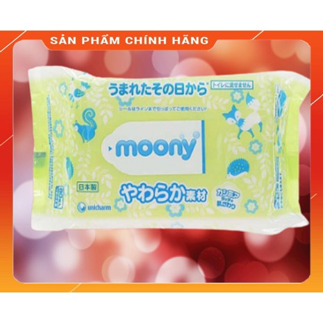 Khăn Giấy ướt Moony Nhật [CHÍNH HÃNG] - khăn ướt không mùi  Moony - 80 tờ - mã 0221