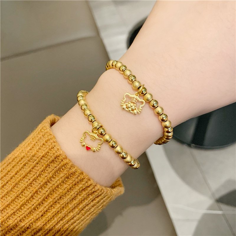 Lắc tay nữ kiểu bi mạ 18k hình mèo LB01