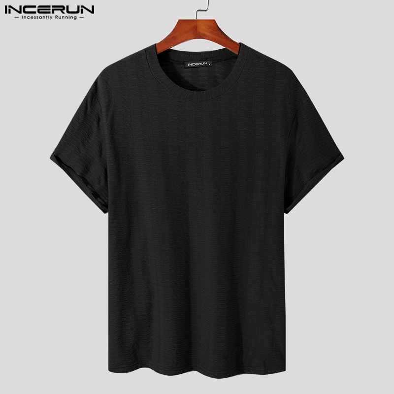 Áo thun INCERUN tay ngắn cổ thuyền phong cách cổ điển cho nam