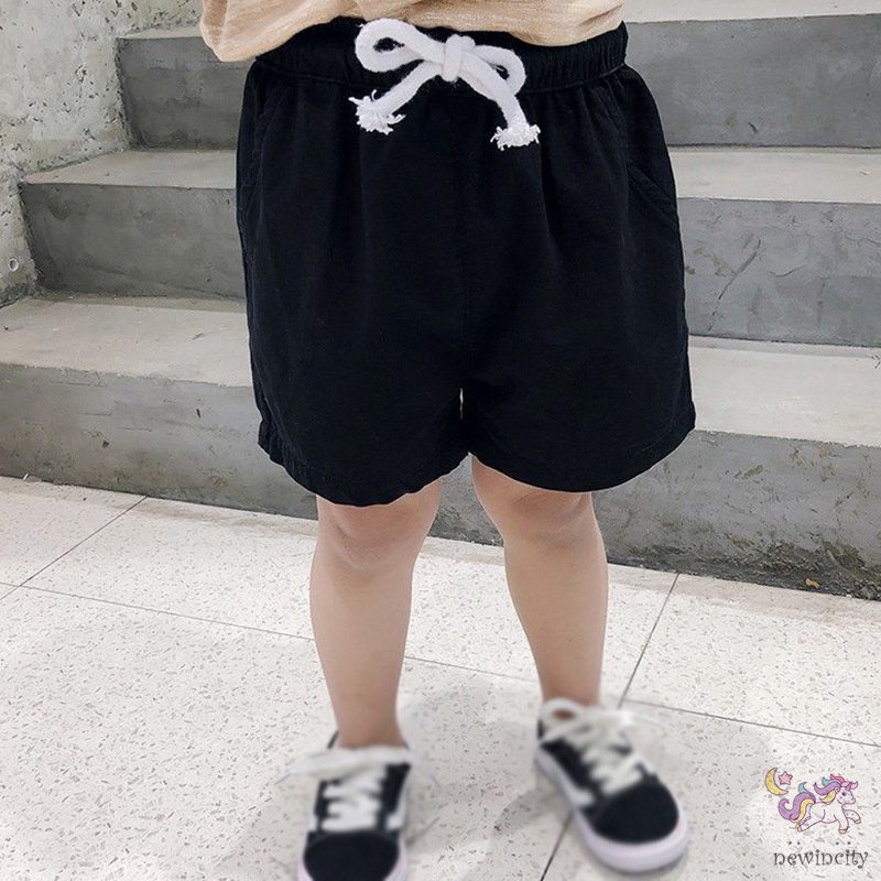 Quần Short Lưng Thun Phối Dây Rút Thời Trang Mùa Hè Hàn Quốc Cho Bé Trai