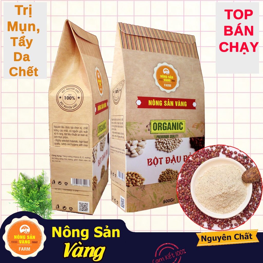 Bột Đậu Đỏ Nguyên Chất 500gr, Đắp Mặt Nạ Detox (Handmade) - Nông Sản Vàng